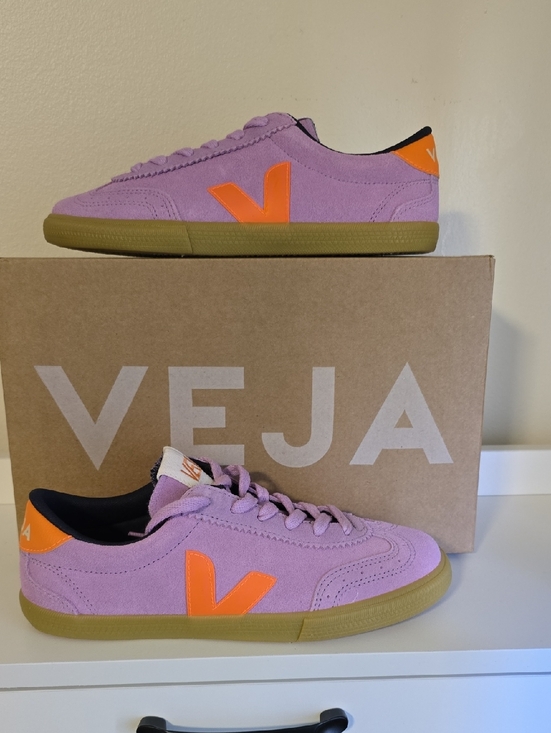 Veja Shoes - NIB Veja Volly Orchid Fury Natural Suede Sneakers with Orange V Size 37